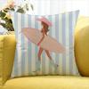 Surfboard Surfing Art Surf Girl   Various Sizes Square Pillow Case For Car Home Bedchamber Decor
