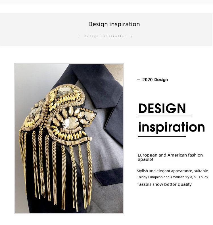 Gold Tassel Metal Shoulder Badge: Retro Punk Armband Jewelry