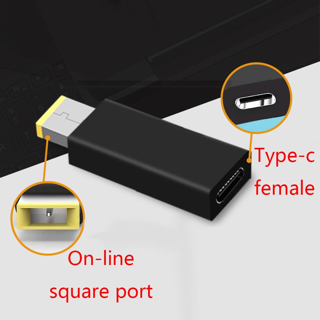 Type-C Female to Square for DC Male PD Power Charger Connector for Thinkpad Laptop for DC Power Converter