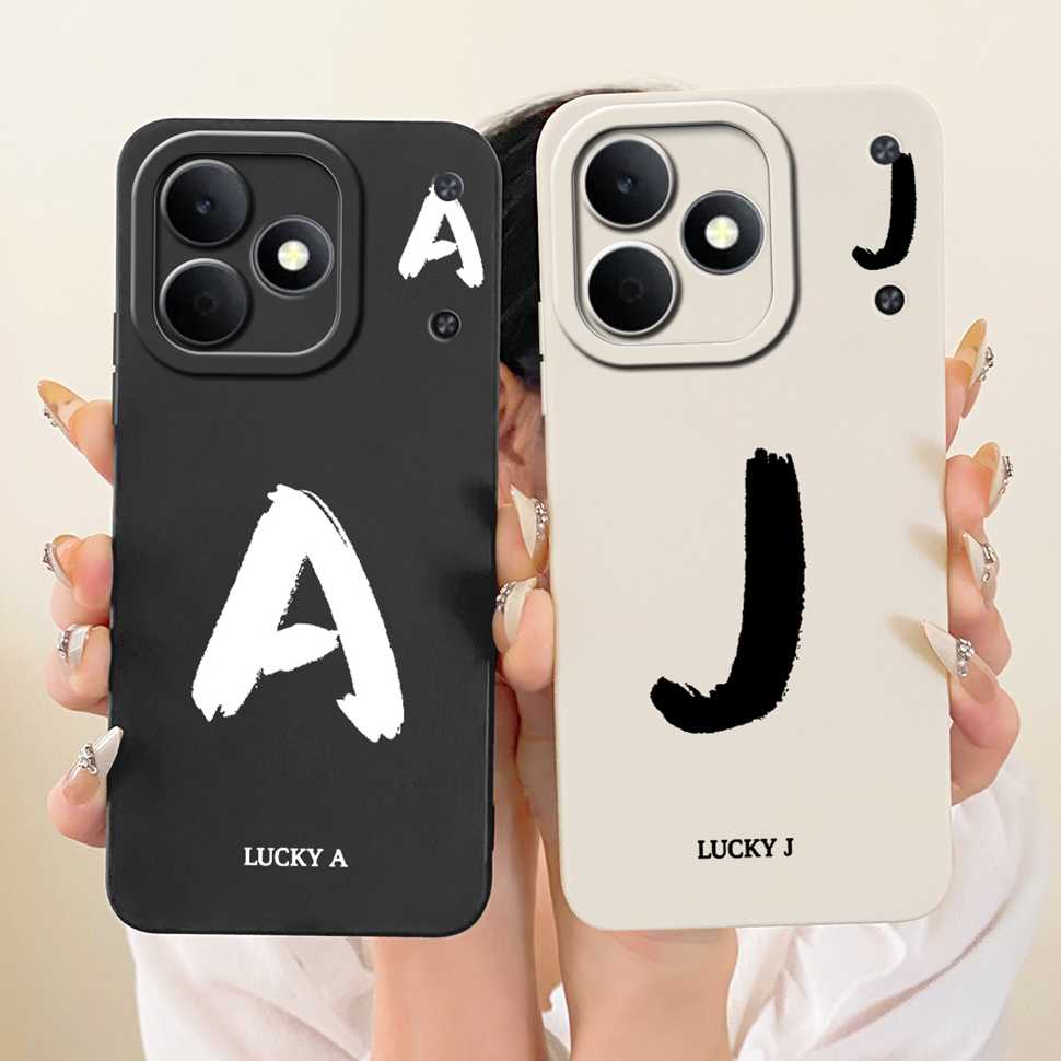 For Realme Note 80 4G RMX5388 Case Lucky Letters A-Z Silicone Back Cover For Realme Note80 4G 6.74" Full Protection Phone Cases