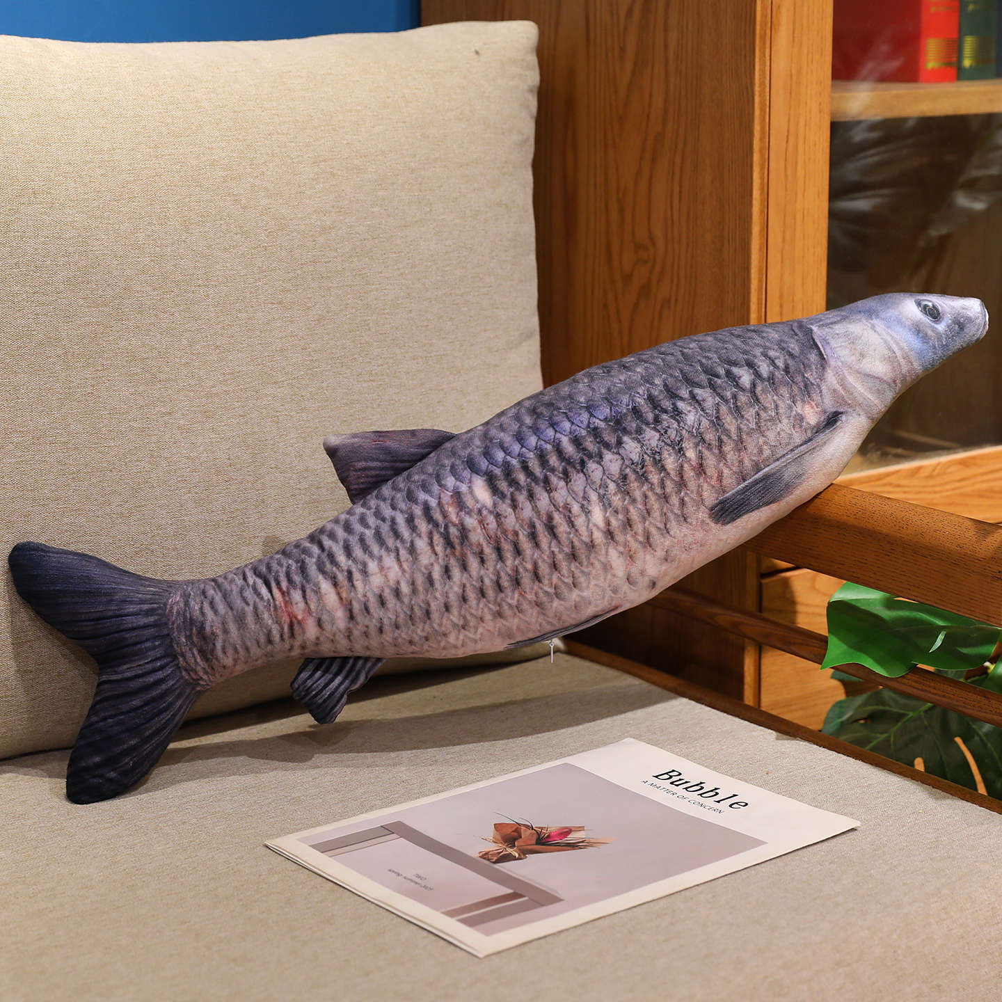 Cartoon Simulation Herring Black Fish Doll Plush Toy + Fish Doll Home Pillow Boy Soothing Doll 40cm（0.01kg）