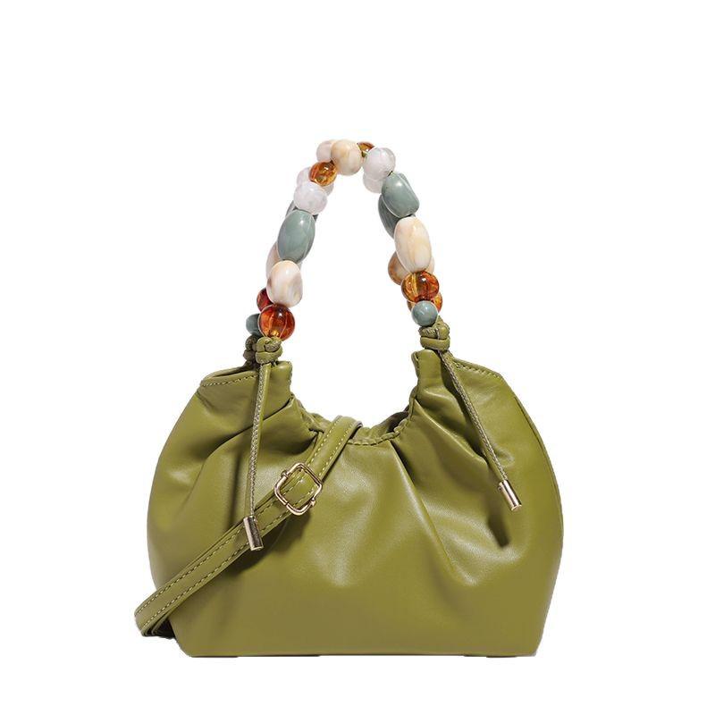 Women's 2025 Spring/Summer Pleated Chain Bucket Crossbody Bag