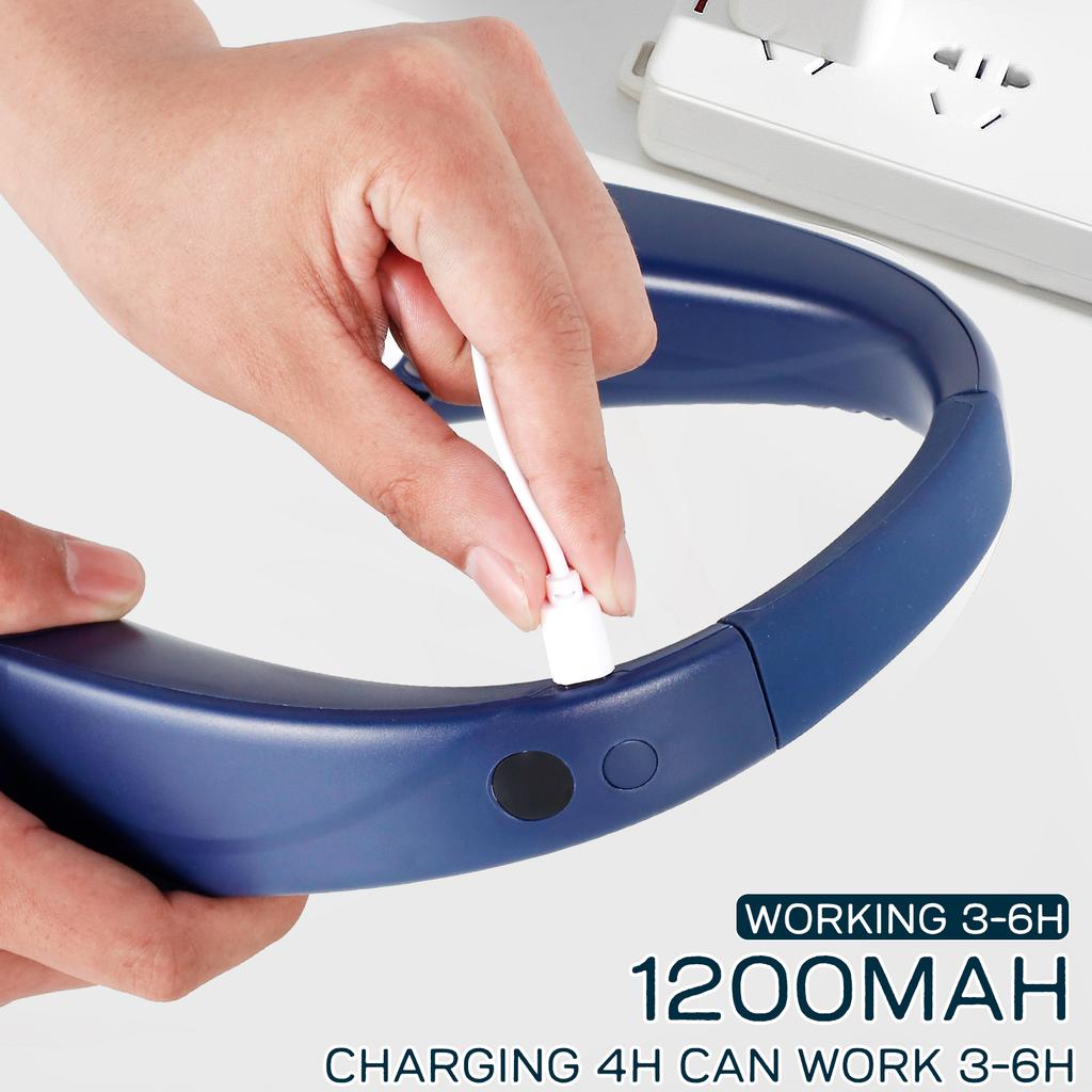 Portable Neck Fans Mini LED Digital Display Bladeless Fan 1200mAh USB Rechargeable Hands Free Cooling Fan with 5 Wind Speed