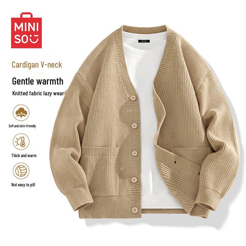MINISO Men s V-Neck Knit Cardigan Sweater M