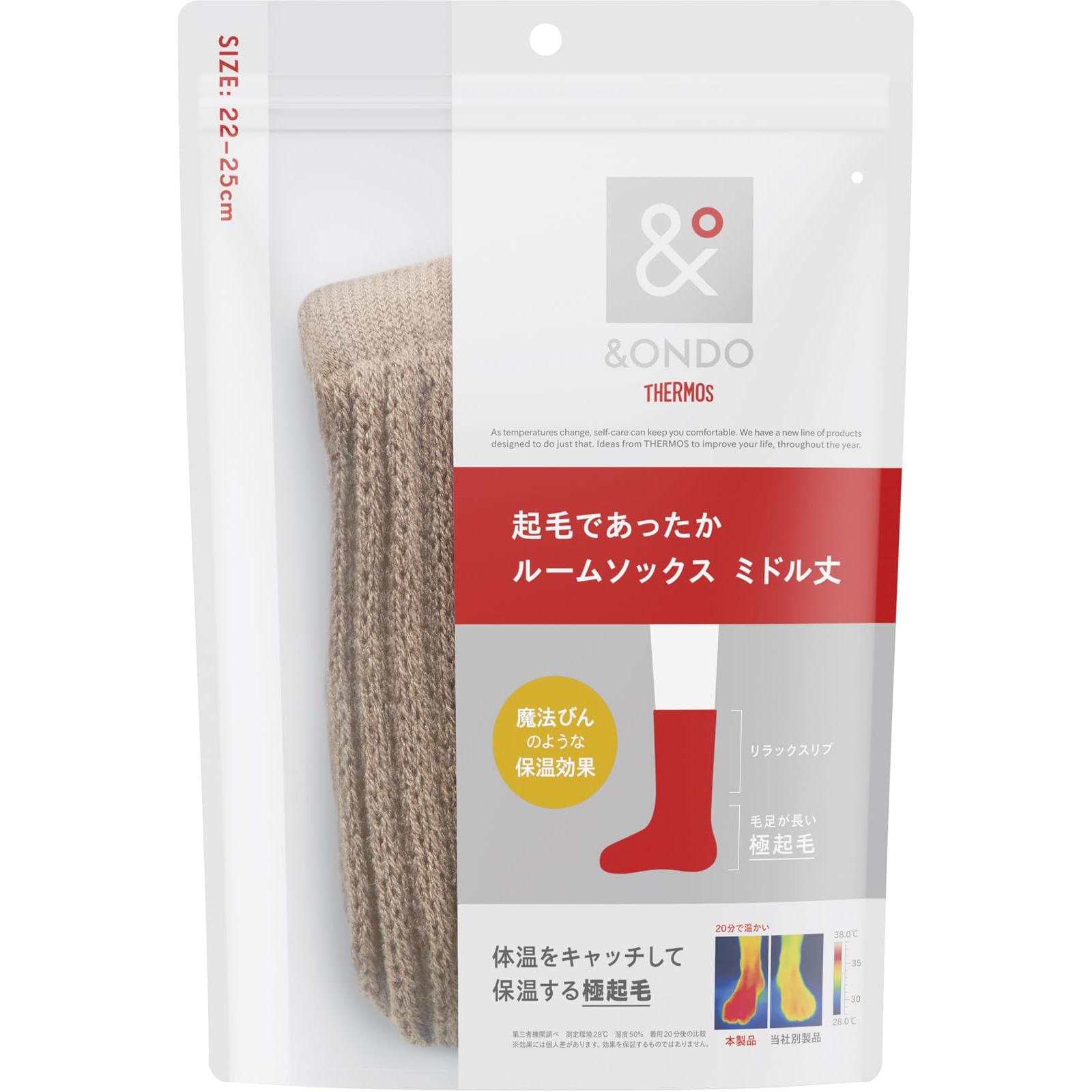 

[Термос] &ONDO Теплые носки для дома с флисовой подкладкой, средней длины, 22-25 см, черные - Теплоизоляция для защиты от зимнего холода, Теплые уютные носки 22-25cm бежевый