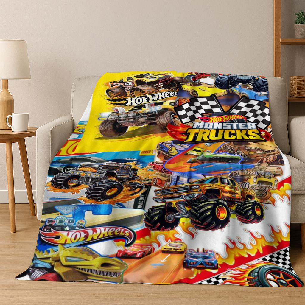 Cartoon Hot Wheels Spielzeug Rennwagen Kunst Flanelldecke, Gemütliche Weiche Überwurfdecke für Zuhause Schlafzimmer Bett Sofa Picknick Abdeckung Kindergeschenk