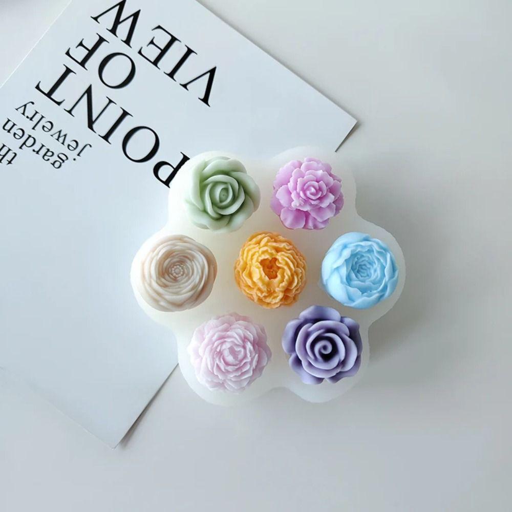 Food Grade Candle Mold Peony Soap Mould Aromatic Candle 7 in 1 Flower Silicone Mold  Candle Making