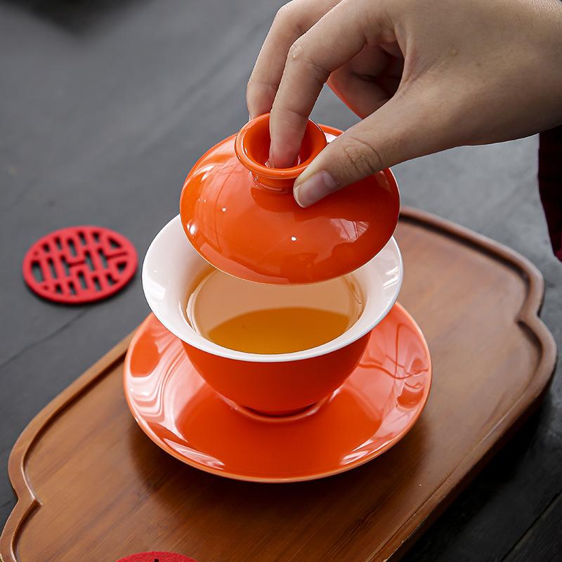 Change the Mouth of the Teacup Wedding Set, a Pair of Covered Bowls and Chopsticks, Red Festive Bowl Dowry Tea Set, Wedding Toasting Cup