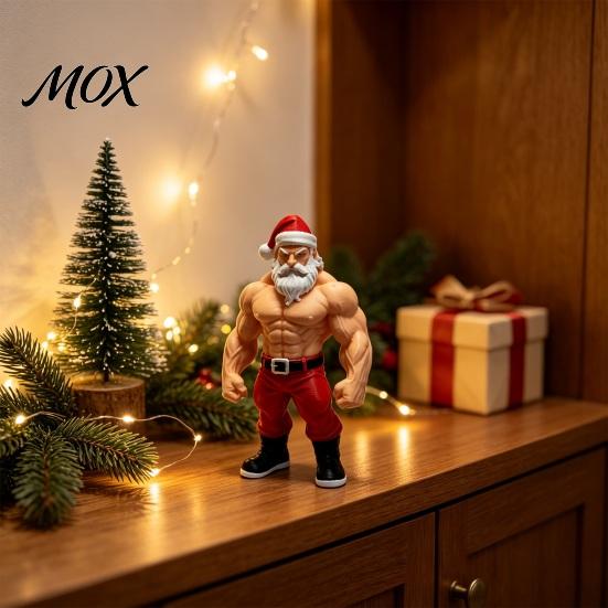 Collectible Trendy Character Statues 3D Printed Fitness Santa Claus Figurine, Muscular Statue, Workout Enthusiast Gift Ideas Creative Sports