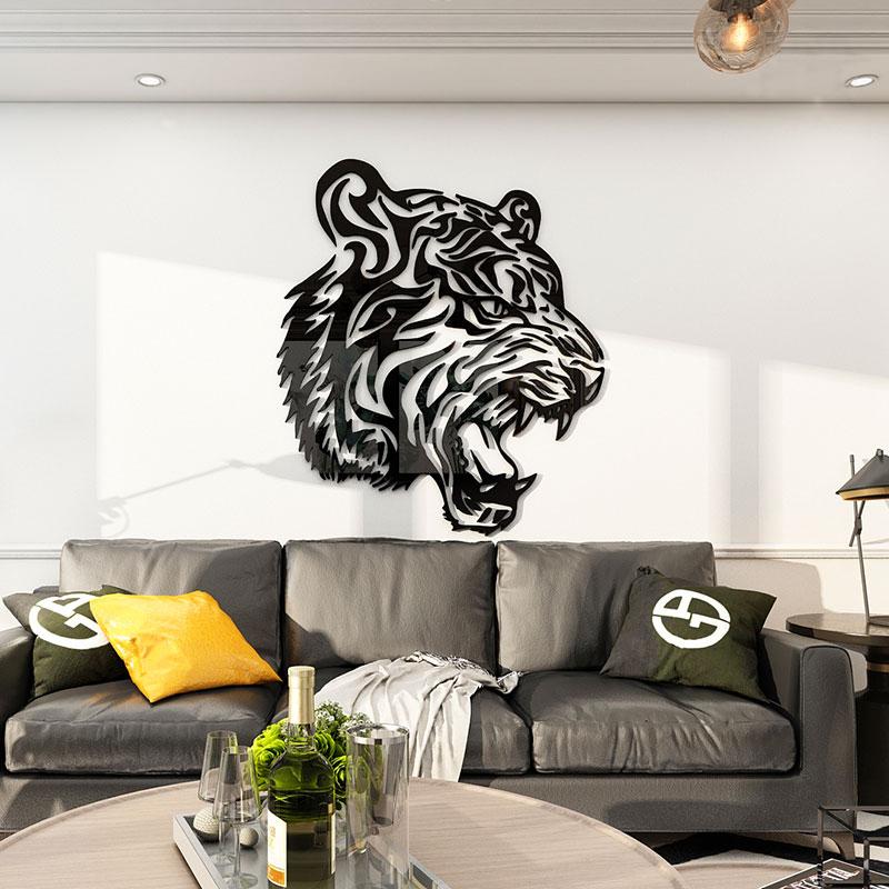 3D Tiger Head Mirror Wall Stickers Creative Wallpaper Self-adhesive Acrylic Wall Decal Living Room DIY Art Home Wall Decor