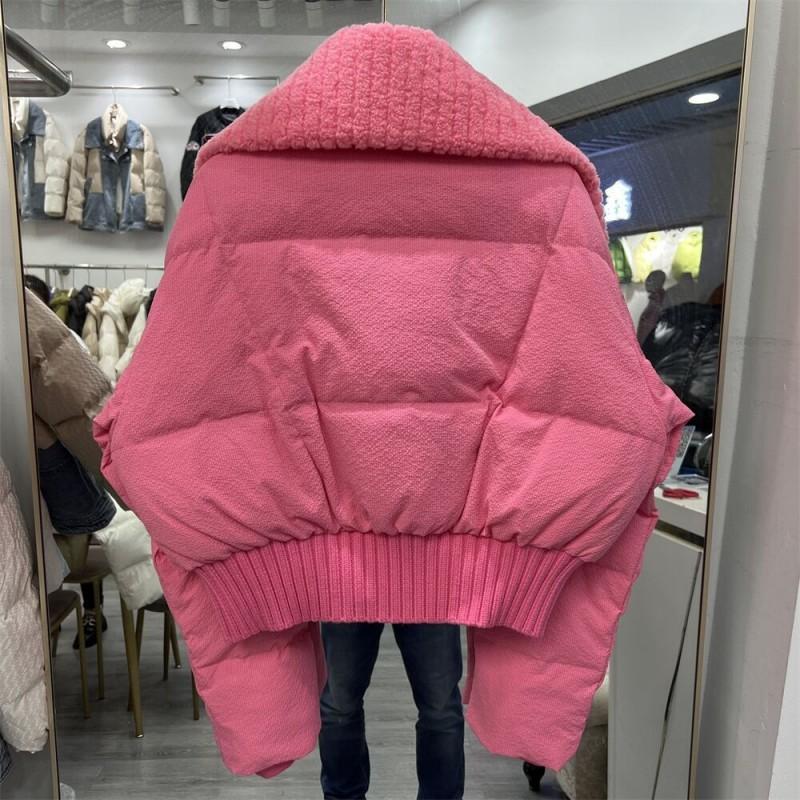 Womens Short Puffer Jacket Winter 2026 Warm Thick Cotton-Padded Coat Loose Fit Stand Collar Zip Front