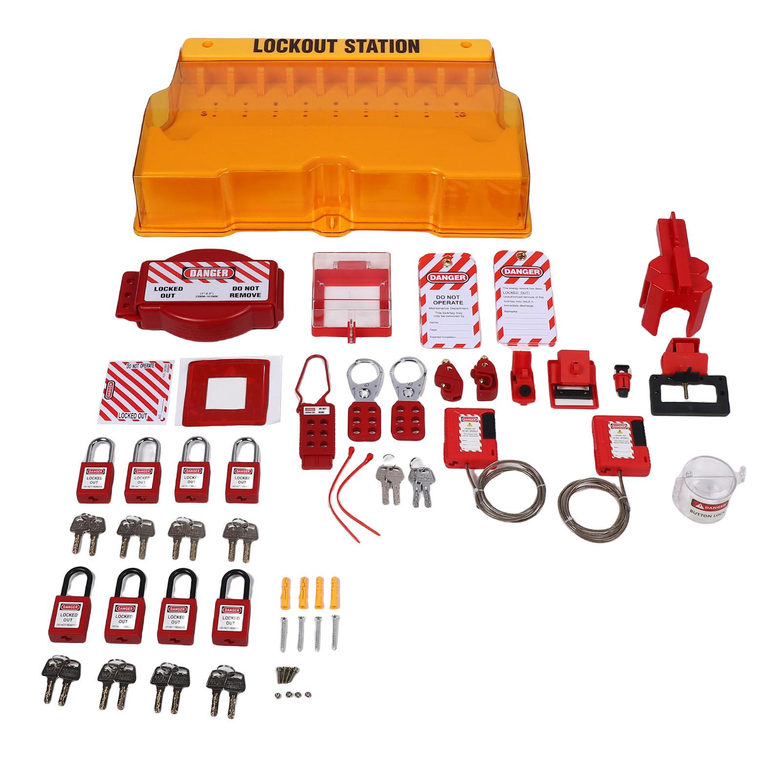 Станция блокировки и маркировки PC Желтая настенная панель блокировки и маркировки с 8 навесными замками 20 бирками 3 скобами 6 замками для автоматических выключателей для