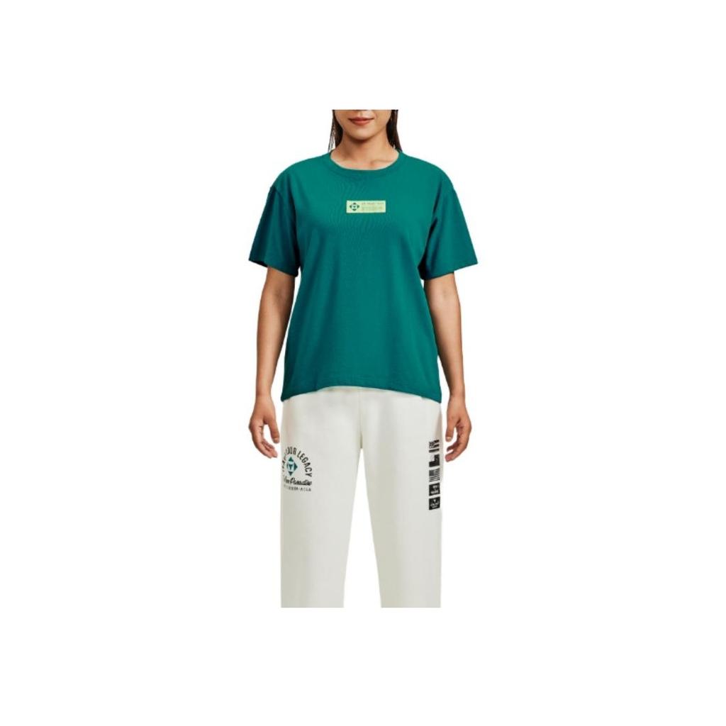 Under Armour Project Rock Logo Print Rundhals-T-Shirt Damen Tops Aqua 1376917-722