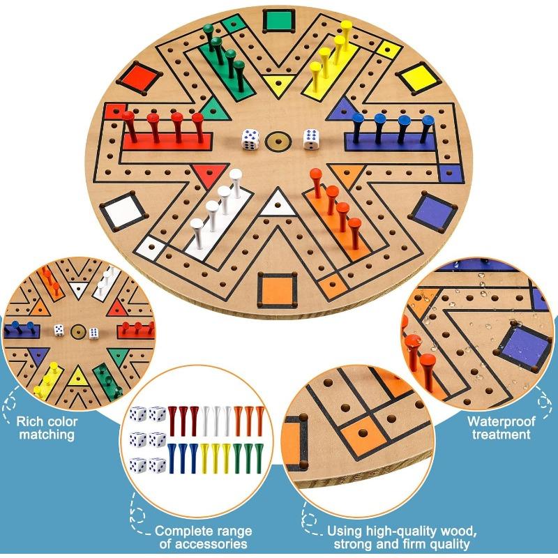 სწრაფი ტრეკის სამაგიდო თამაში ხის 3-6 მოთამაშისთვის სამაგიდო თამაშის ნაკრები 24 სამაგიდო თამაშის ფიგურით და 2 კამათლით, სწრაფი ტრეკის სათამაშო ღამე მოზრდილებისთვის, მოზარდებისთვის, საოჯახო თამაში