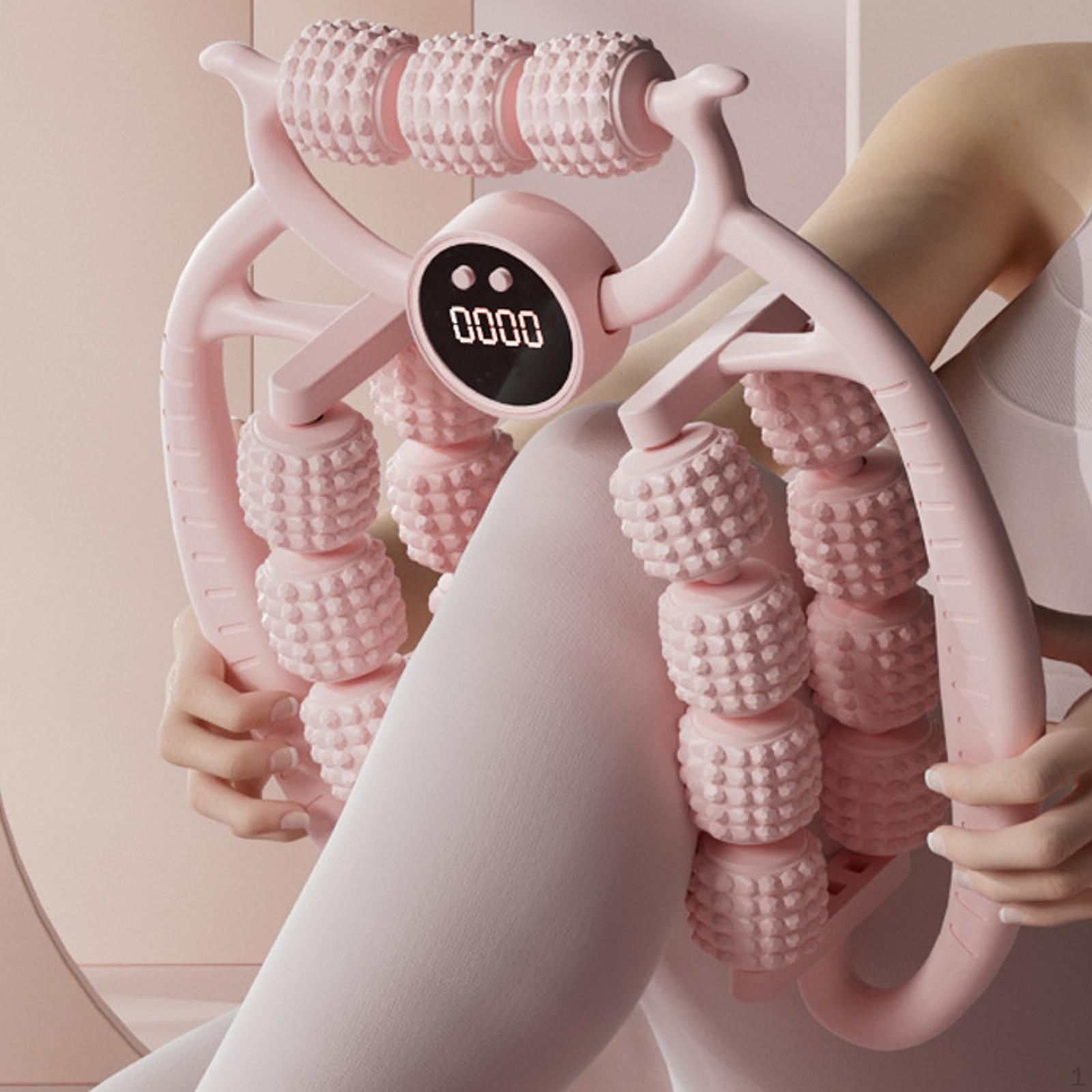 

Массажер для ног роликовый 19-колесный массаж мышц ручной эргономичный инструмент для икр для йоги в спортзале розовый