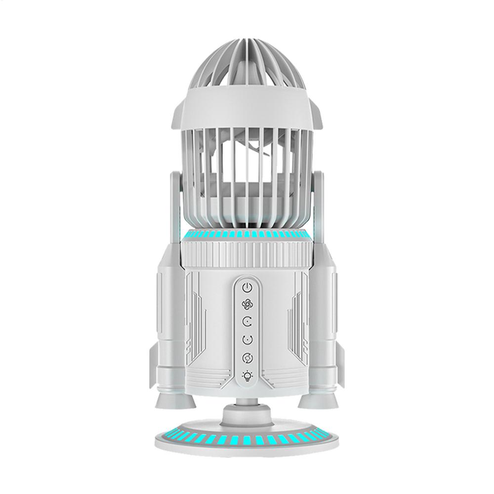 Powerful Desk Fan Portable Electric Table Desktop Fans Quiet 5000Rpm With Light Rocket Shape Rotating Air Circulator For Cooling