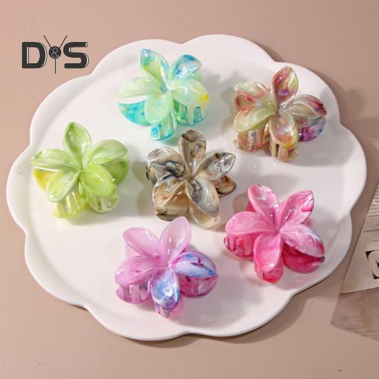 Women Hair Clip Candy-Colored Flower Styling Hair Claw Plastic Back Head Shark Hair Clip Hair Styling Tool