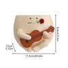 Cute Rose Ukulele Planter Mini Guitar Succulent Pot for Office Desk Decor