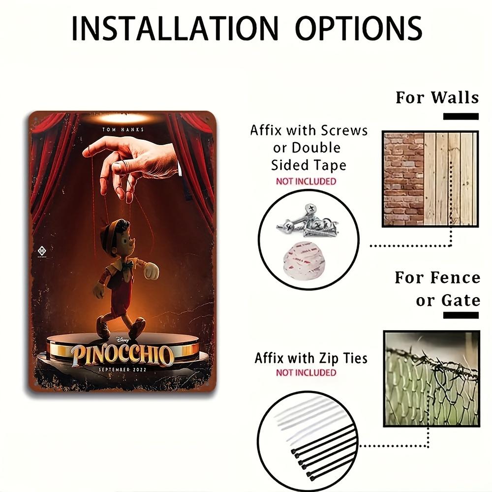 Pinocchio & Geppetto Thema Eisenwandkunst - 8x12 Zoll Vintage Metallschild, Perfekt für Heimdekoration, Bar, Café oder Geschenk, Offiziell