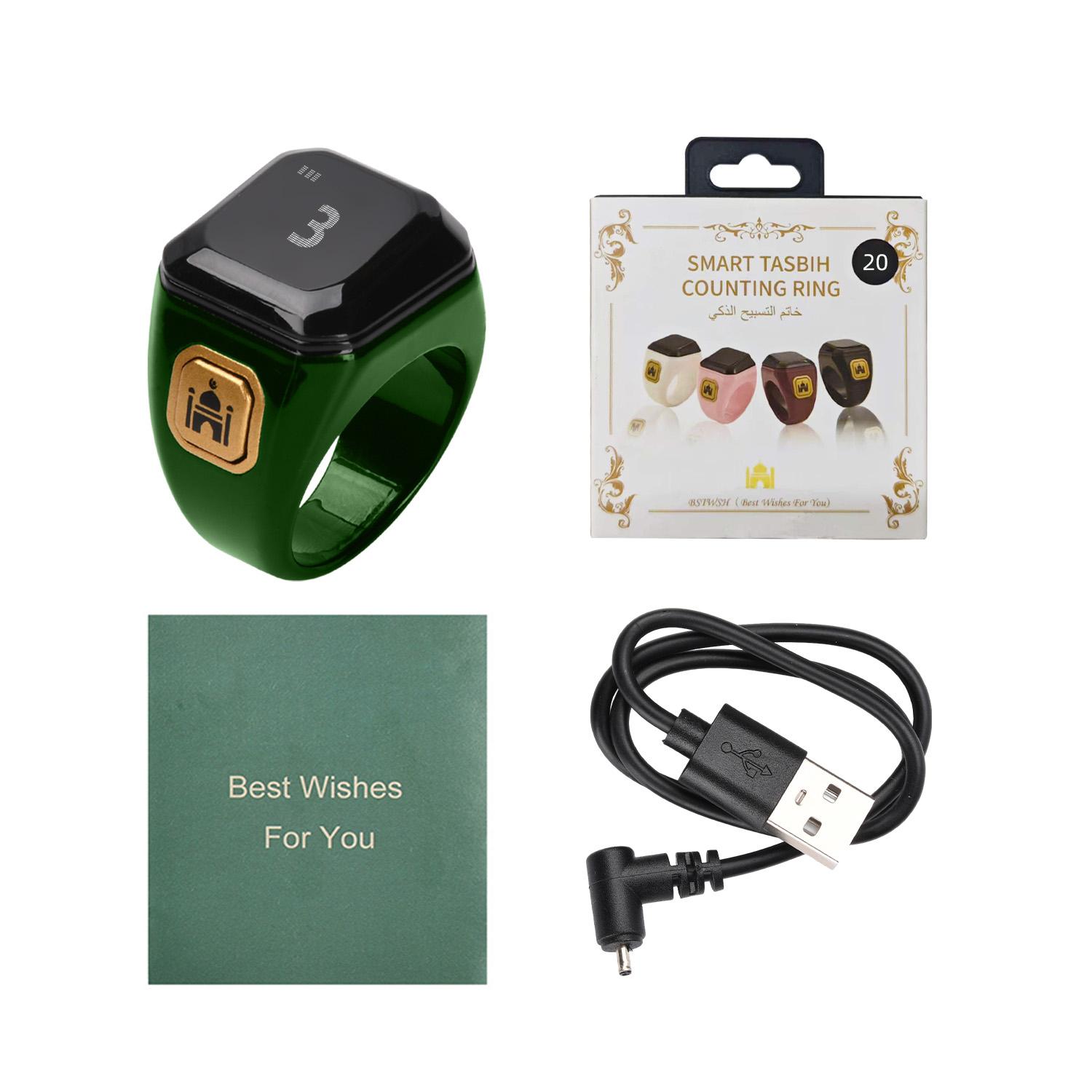 

OLED Digital Ring Counter, Bluetooth App Ring Counter, Muslim Prayer Bead Counter with Alarm Reminder Function зелёный