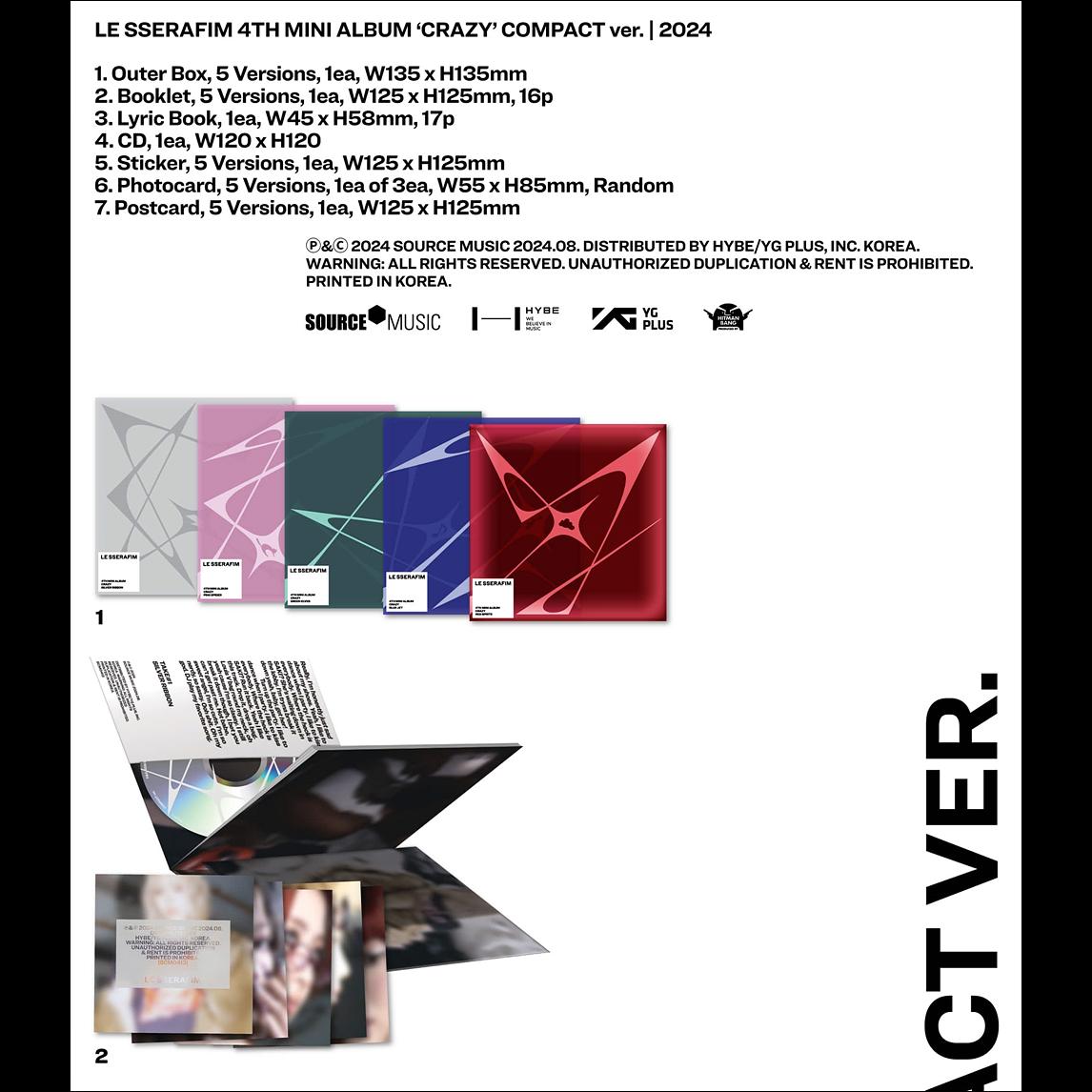 [Предзаказ/POB] LE SSERAFIM - CRAZY COMPACT ver. NO POB_Random 1ea — фото 2