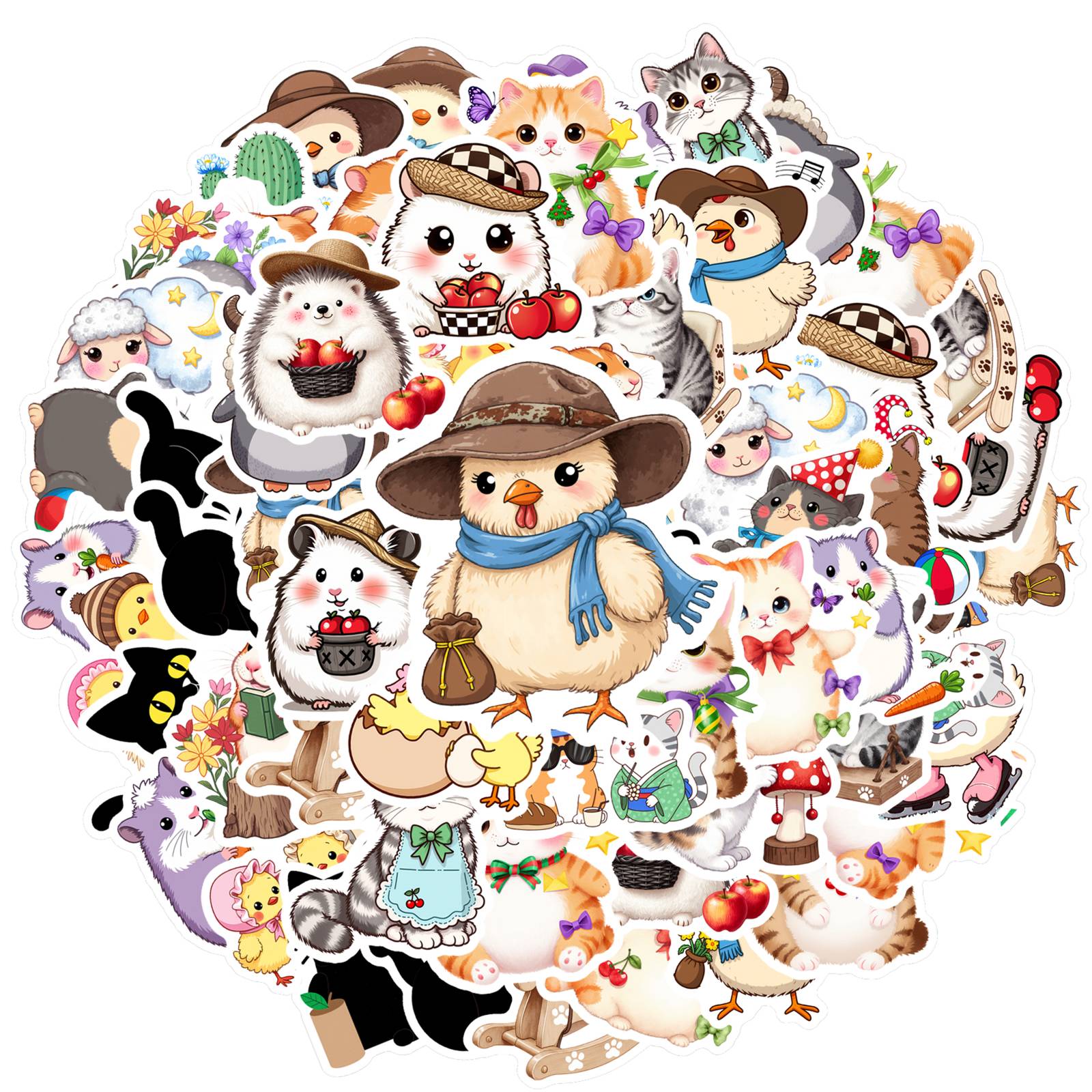 

35pcs Playful Cute Animals Stickers Cartoon Cartoon Pets Teacher Reward Stickers Funny Stickers For DIY Phone Laptop Scrapbook