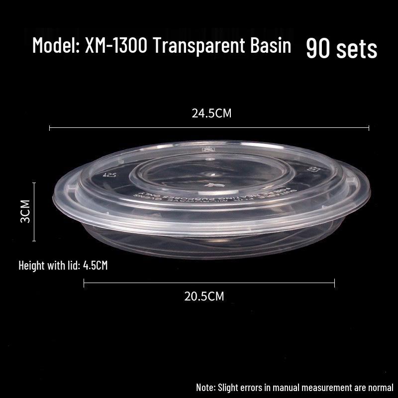 1000ml Round Transparent Plastic Takeaway Food Container with Lid