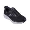 Skechers D'Lux Walker 2.0 Slip-Ins Men Fabric Synthetic Leather Cushioned Running Shoes Black Gray 232446-BKGY