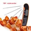LCD Digital Food Thermometer with Foldable Probe Kitchen Cooking BBQ Grill Temp Tester Black