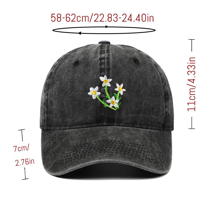 Korean 2025 Floral Embroidered Curved Brim Baseball Cap for Women - Sun Protection & Face Slimming Design