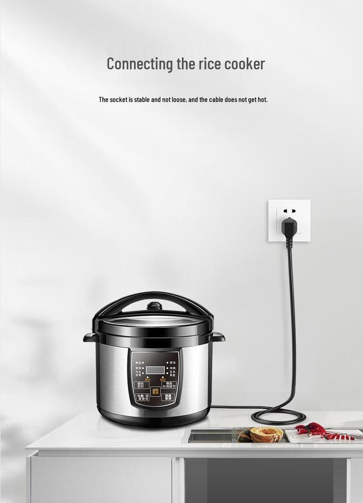 3C Certified National Standard Three-Core Power Cord for Computer, Rice Cooker, Kettle, and Household Appliances.