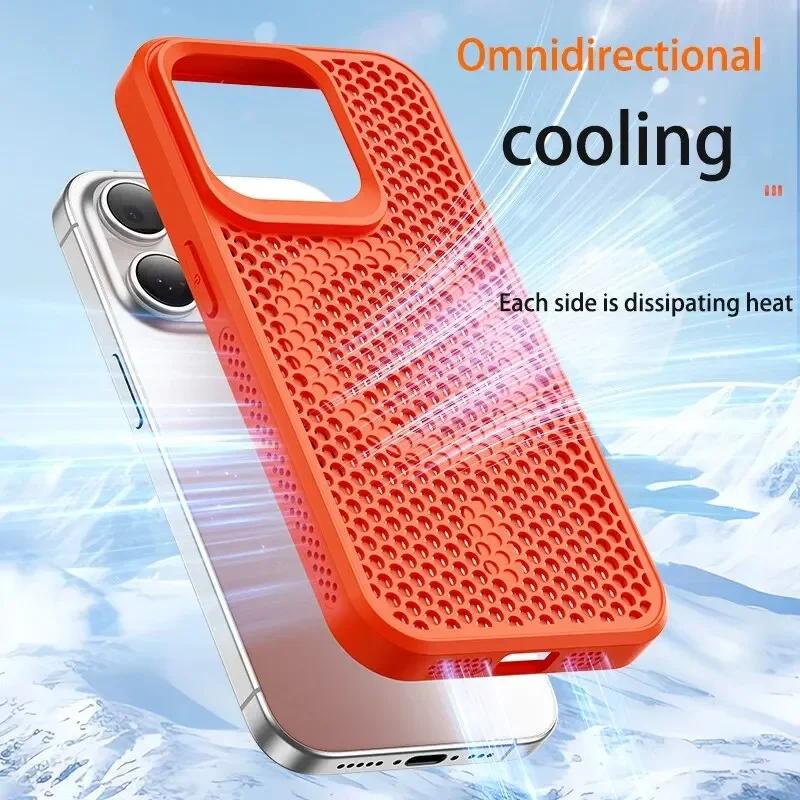 Cooling Heat Dissipation For Magsafe Magnetic Case For iPhone 17 16 14 15 13 12 11 Pro Max Mesh Breathable Grid Matte Hard Cover