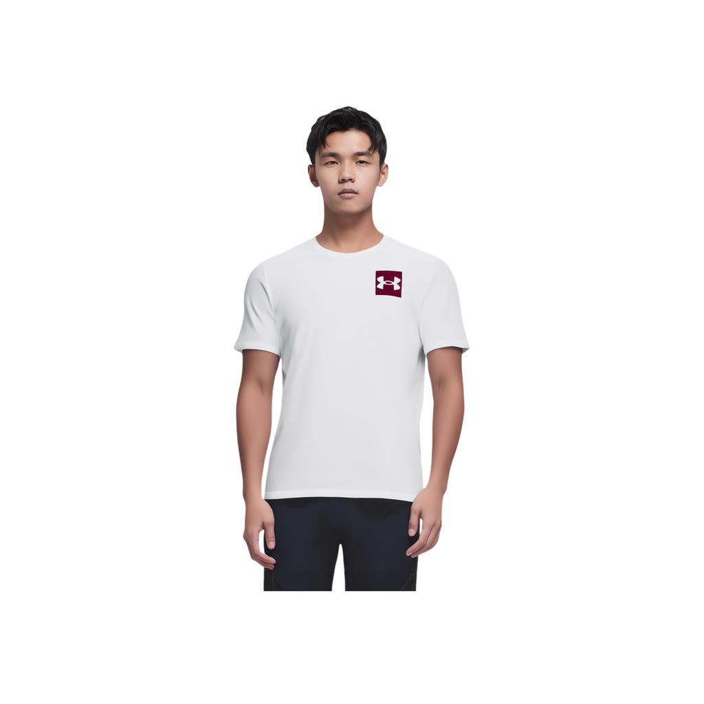 Under Armour Logo Print Crew Neck Short Sleeve T-Shirt Men Tops White 1357152-100