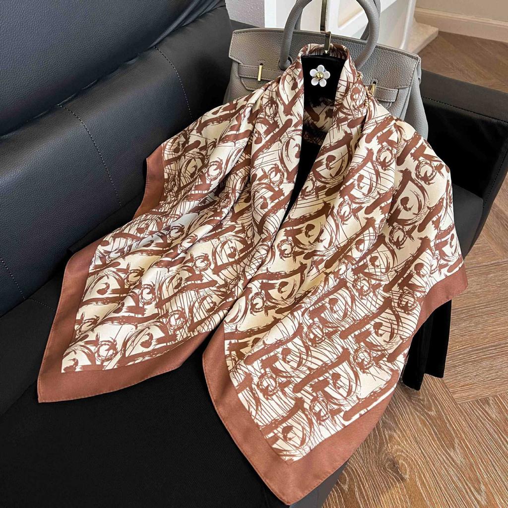 91Cm square scarf silk scarf women's new literary and fashion scarf accessories autumn and winter retro versatile shawl