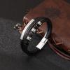 New Style Beaded Men's PU Leather Bracelet Zinc Alloy Accessories Magnetic Clasp Jewelry