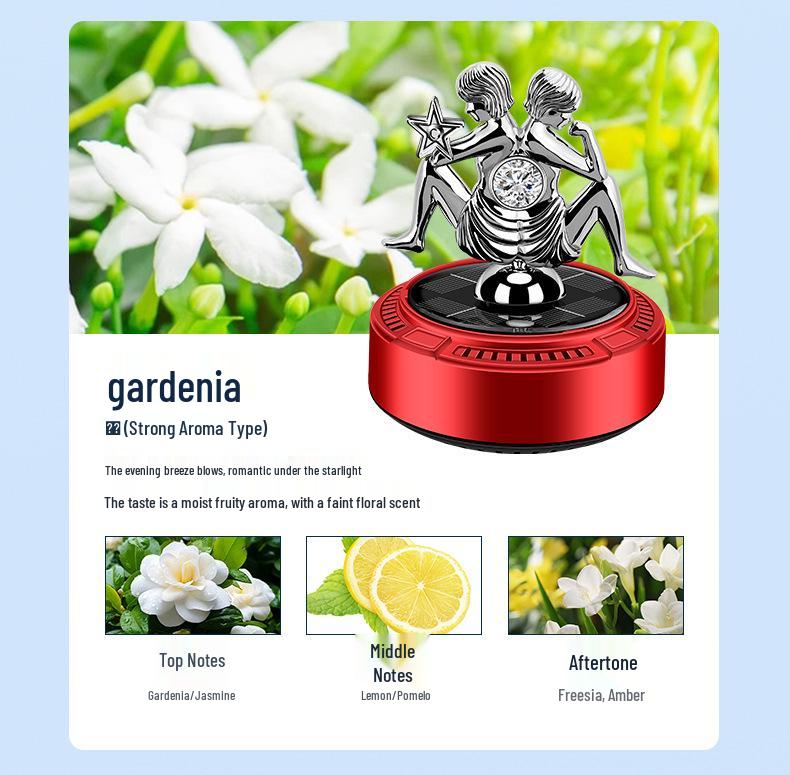 Solar-Powered Rotating Car Air Freshener with Angel's Glow Deodorizer Ornament