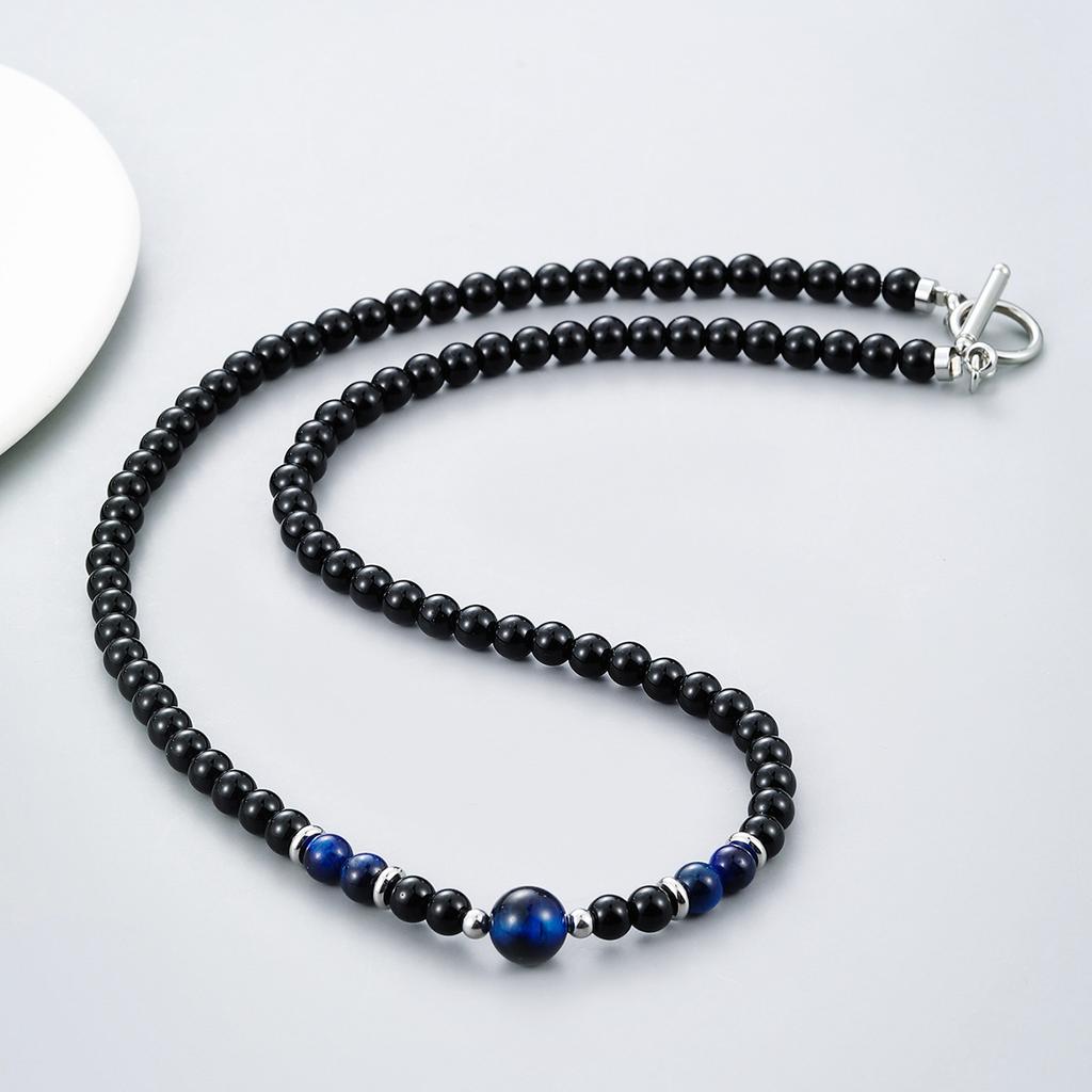 Natural Tiger Eye Stone Beads Choker Necklace for Men Men  Accessories Stainless Steel Black Neck Chain Collar Necklace