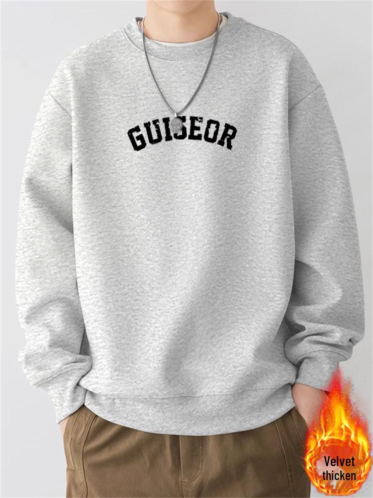 Men's Retro Heavyweight Crewneck Sweatshirt - Autumn/Winter Trendy Loose Pullover