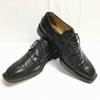80s-90s? Vintage/MEZLAN Square Toe U-Tip Business Shoes Black Size 8 Platinum Model Men's