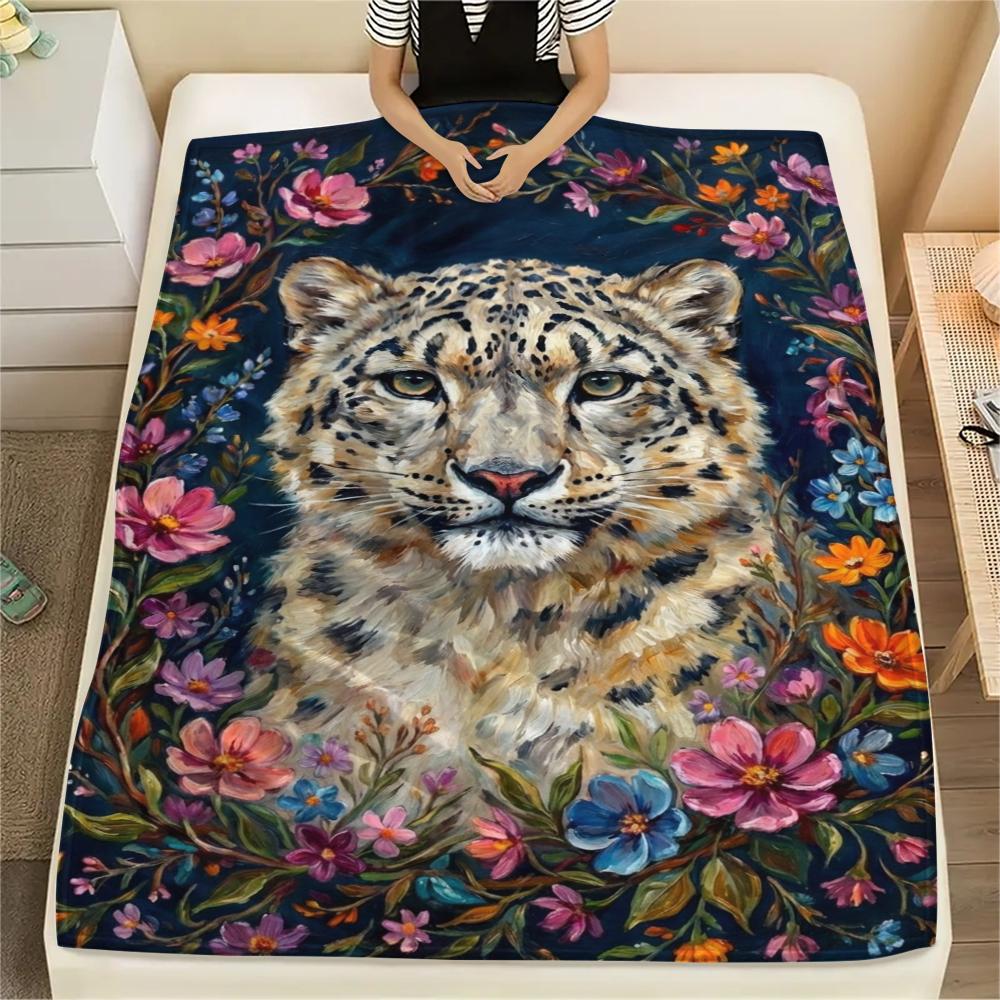 

Snow Leopard Animal Print Flannel Blanket, High quality Comfortable for All Seasons, Home Decor, Warmth and Comfort, Perfect for Christmas Gifts105 80cm x 120cm