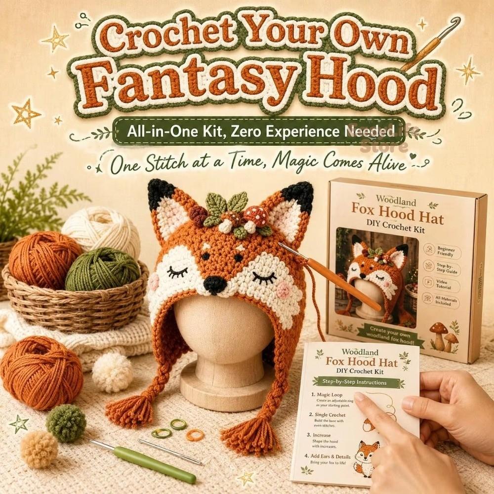 Handmade Knitted Hat Crochet Kit DIY Animal Hood Hat Crochet Kit  for Beginners
