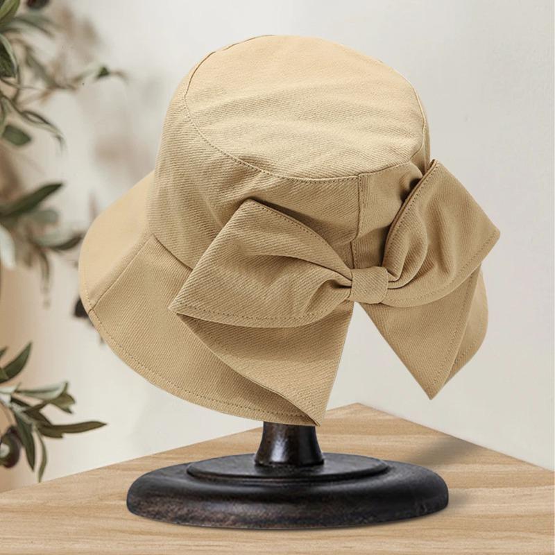 Sunscreen Bow Basin Hat Bucket Hat Women's Black Summer Sunshade Travel Sun Hat