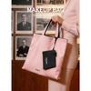 PRADA Pink Nylon Tote Makeup Bag with Mini Zipper Pouch Printed Logo Large Capacity Women Travel Handbag