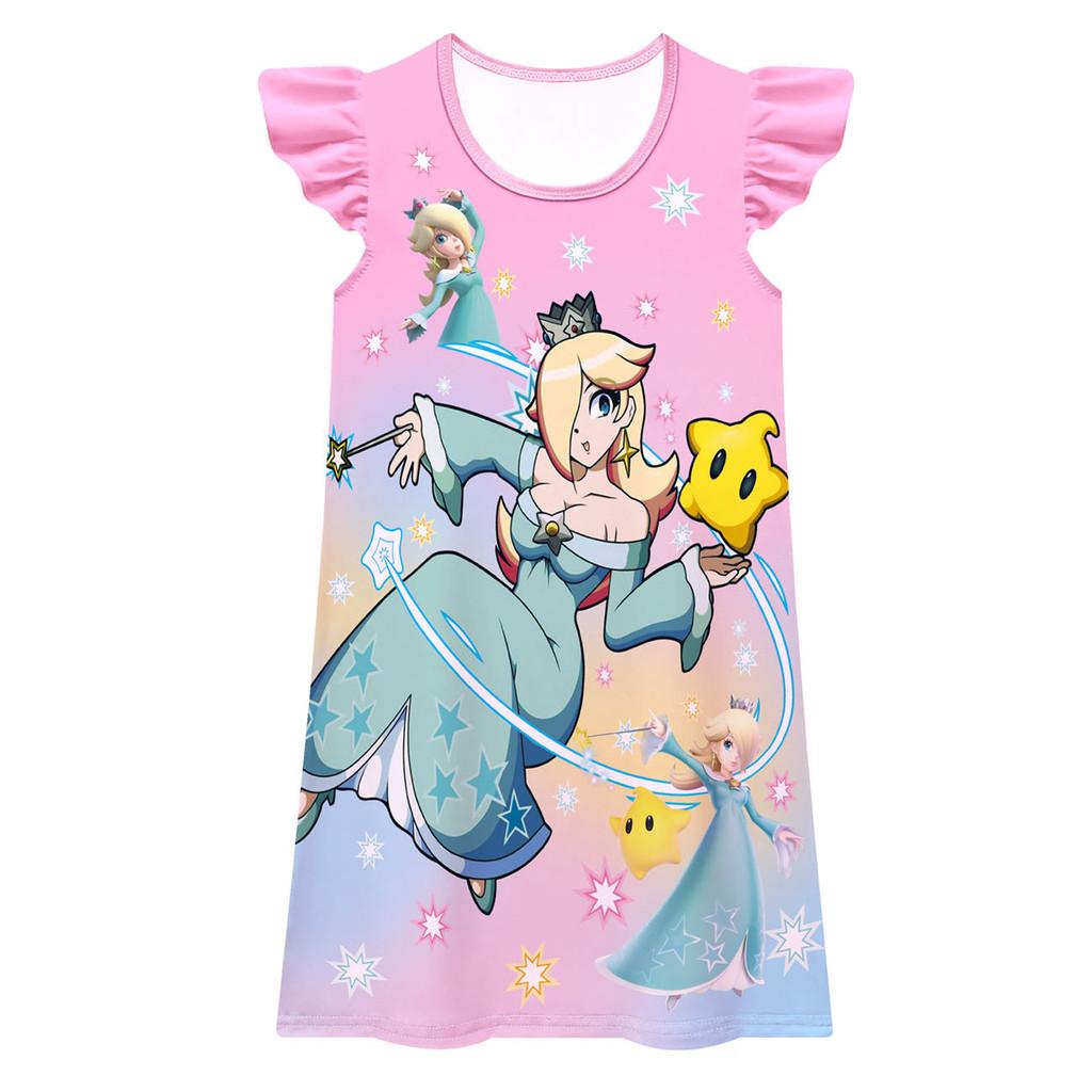 83072 Kids Girls Princess Rosalina Print Cartoon Dress