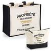 Tote Bag - PLANETEE - Duo Cabas Jute & Pouch "Property of the Best Chemist" - Jute/Cotton - 33x42 Cm - Gift Box