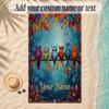 Birds Theme Soft Beach Towel Personalized Custom Name Text Towel Portable for Beach Pool Travel