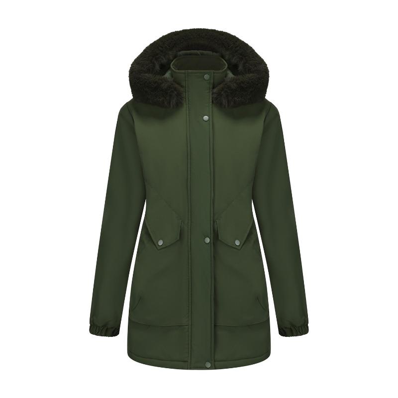 Winter Coat Women 2025 Long Plush Fur Collar Fleece Lined Parka Jacket Korean Style