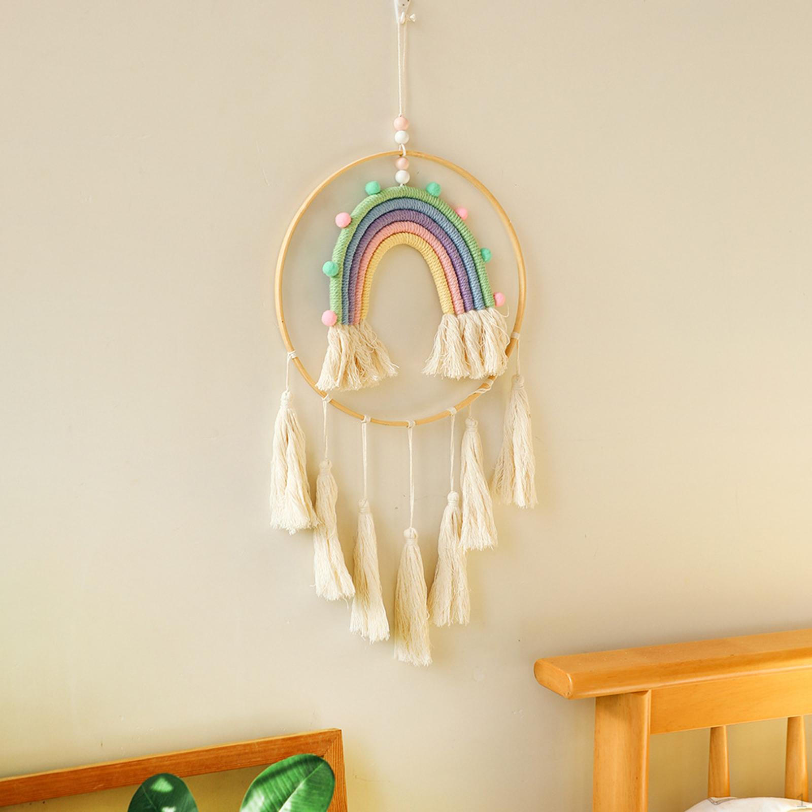 

Macrame Tapestry, Wall Decor Colorful Rainbow Tassel Handmade Backdrop Home Party Dorm