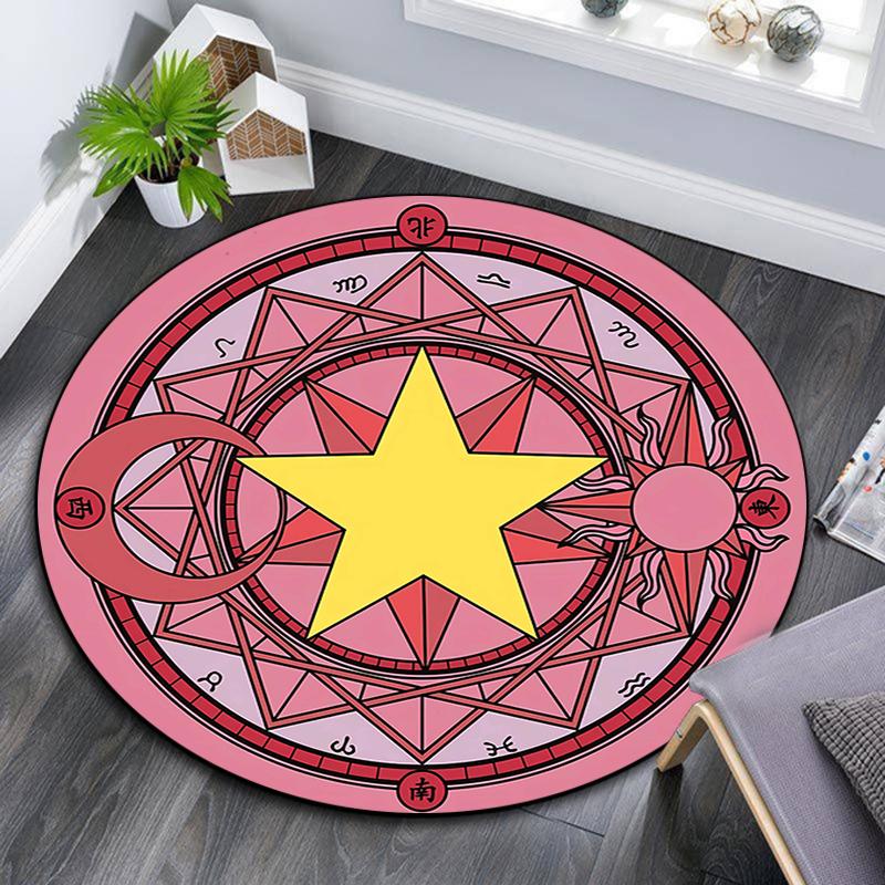 Cartoon Print Round Area Rug,Carpet Rug for Living Room Bedroom Sofa Playroom Decor,Non-slip Floor Mat