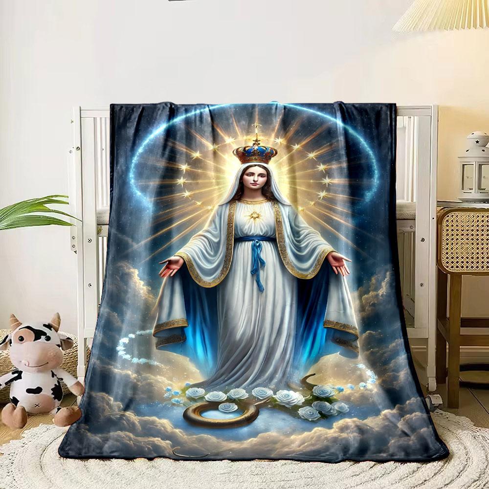Our Lady of Grace Religious Throw Blanket Printed Blanket for Living Room Bed Couch lunch break Soft Cozy Blanket for Friend's festival Gift